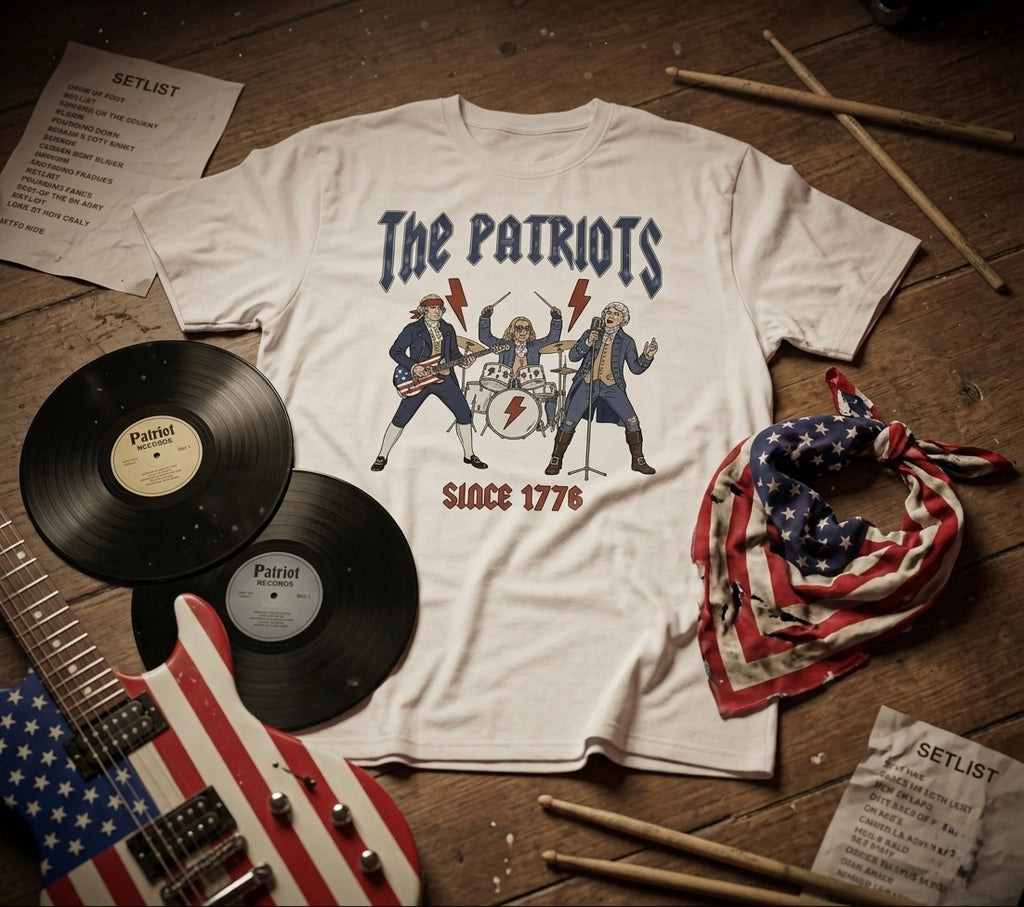 The Patriots Rock Band T-Shirt | Founding Fathers Since 1776 | Funny Patriotic Concert Tee | American History Gift | Washington Franklin Jefferson